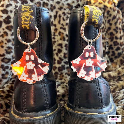 Spooky Floral Ghost Iridescent Acrylic Boot Charms