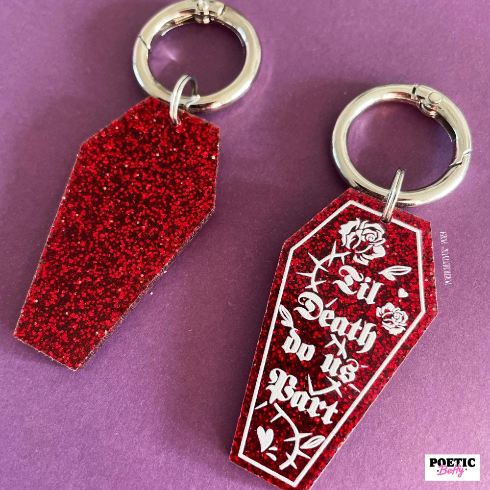 Til Death Do Us Part Red Glitter Spooky Boot Charms Acrylic