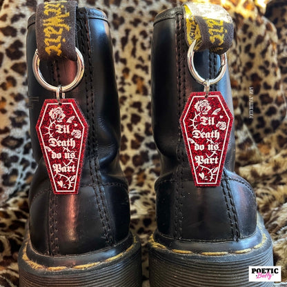 Til Death Do Us Part Red Glitter Spooky Boot Charms Acrylic