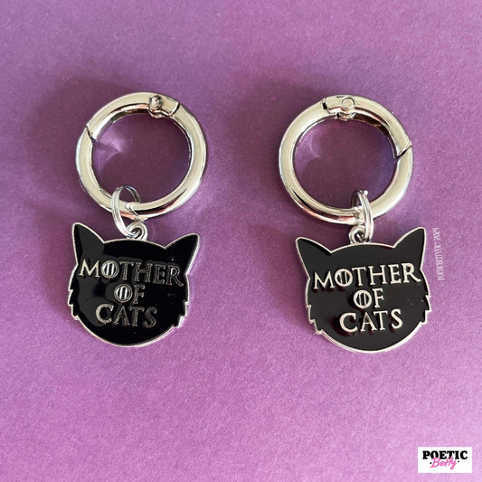 Mother Of Cats Black  Silver Boot Charms