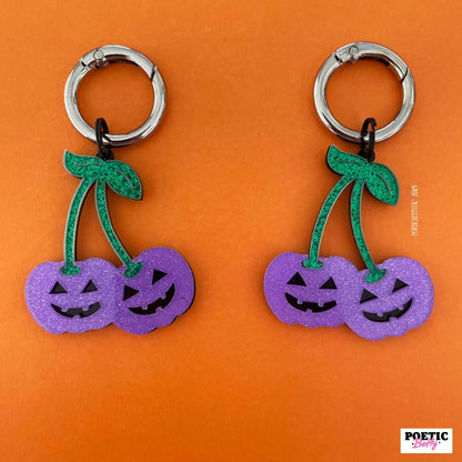 Glitter Pumpkin Cherry Halloween Boot Charms