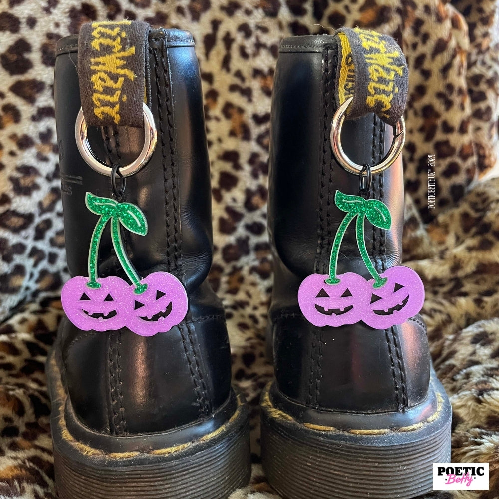 Glitter Pumpkin Cherry Halloween Boot Charms