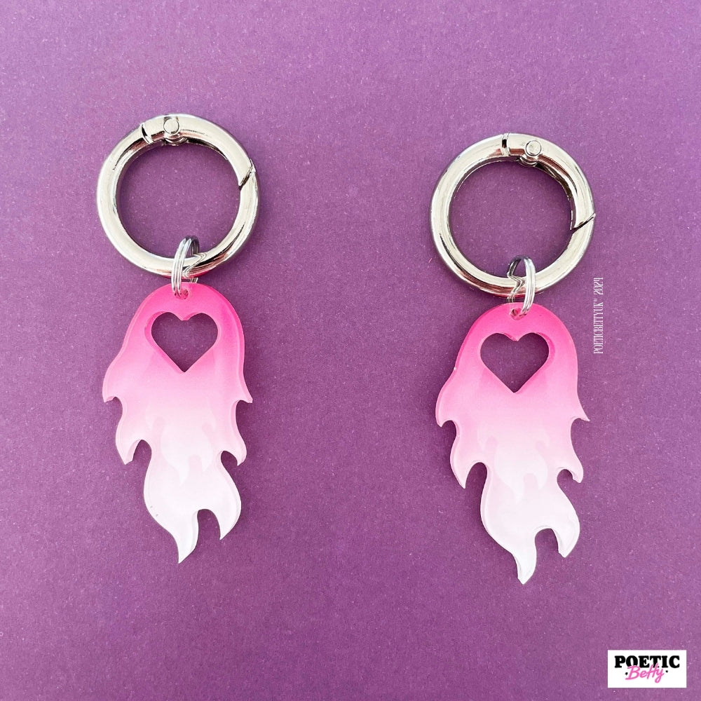 Pink Heart Flame Boot Charms