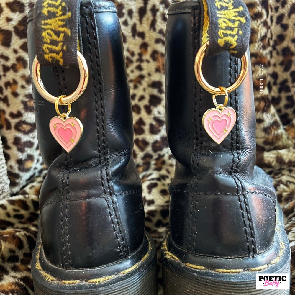 Pink Pony Heart Sparkle Enamel Boot Charms