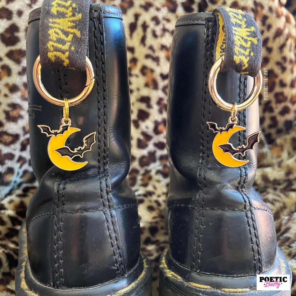 Moon and Bats Halloween Night Boot Charms