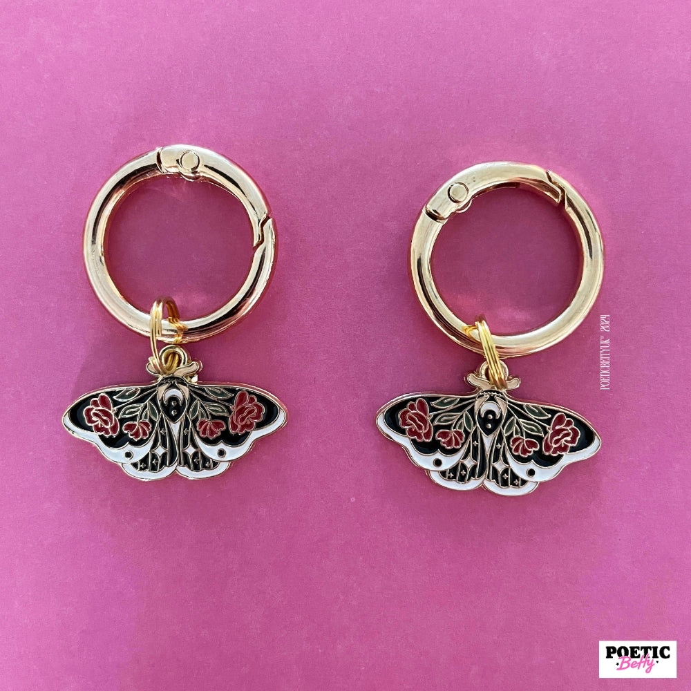 Enamel Gold Floral Moth Boot Charms