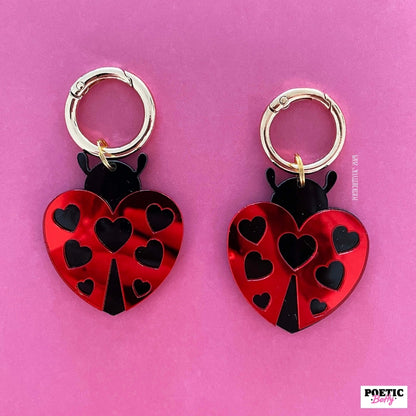 Acrylic Ladybird Bug Heart Shaped Boot Charms