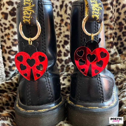 Acrylic Ladybird Bug Heart Shaped Boot Charms