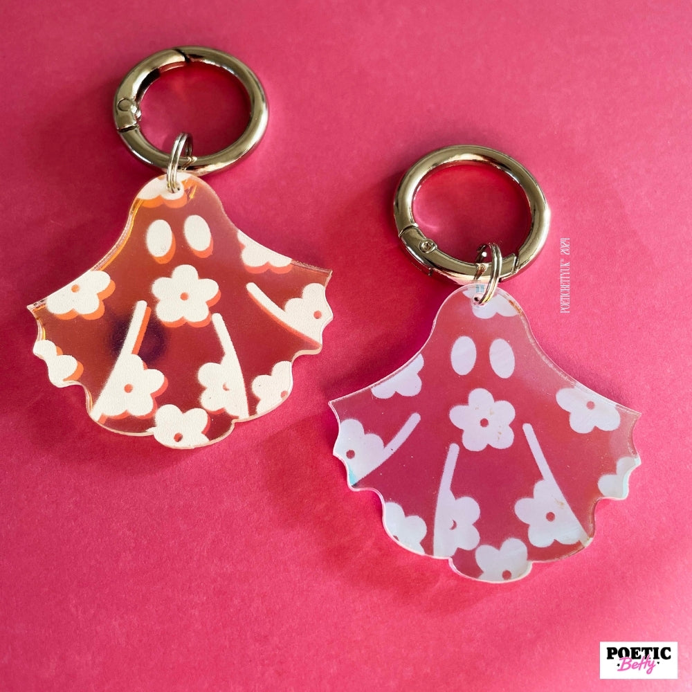 Spooky Floral Ghost Iridescent Acrylic Boot Charms