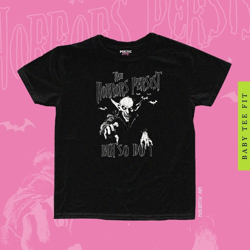 The Horrors Persist But So Do I Halloween Spooky Nosferatu Baby Tee