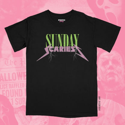 Sunday Scaries Slogan Horror Crew Neck Adult T-Shirt