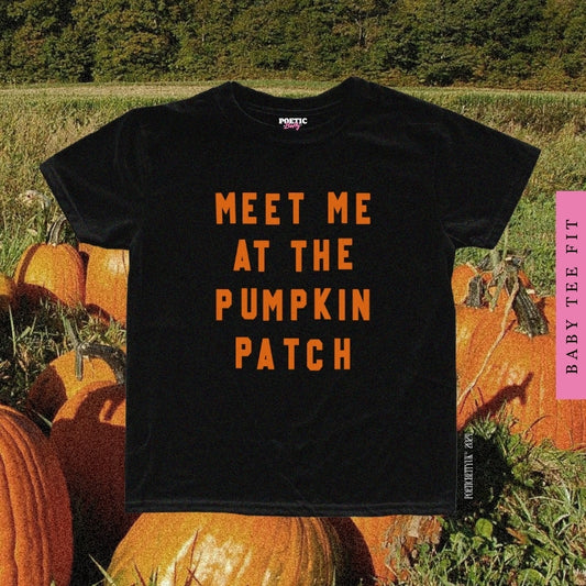 Meet Me At The Pumpkin Patch Halloween Horror Crew Neck Baby Tee