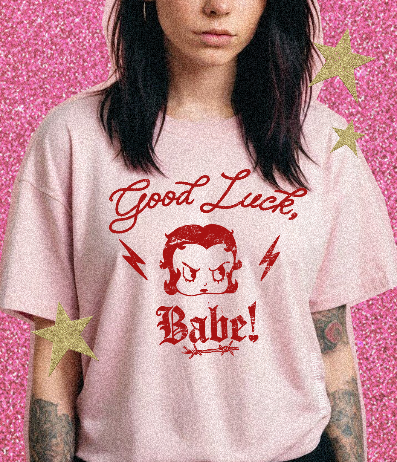 Good Luck, Babe! Retro Peotic Betty Music Pink Chappell 100% Cotton Unisex T-Shirt