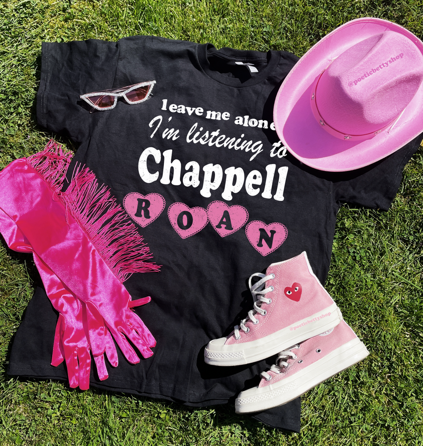 Leave Me Alone, I'm Listening to Chappell Roan Pink Pony Club Hearts Inspired Unisex T-Shirt