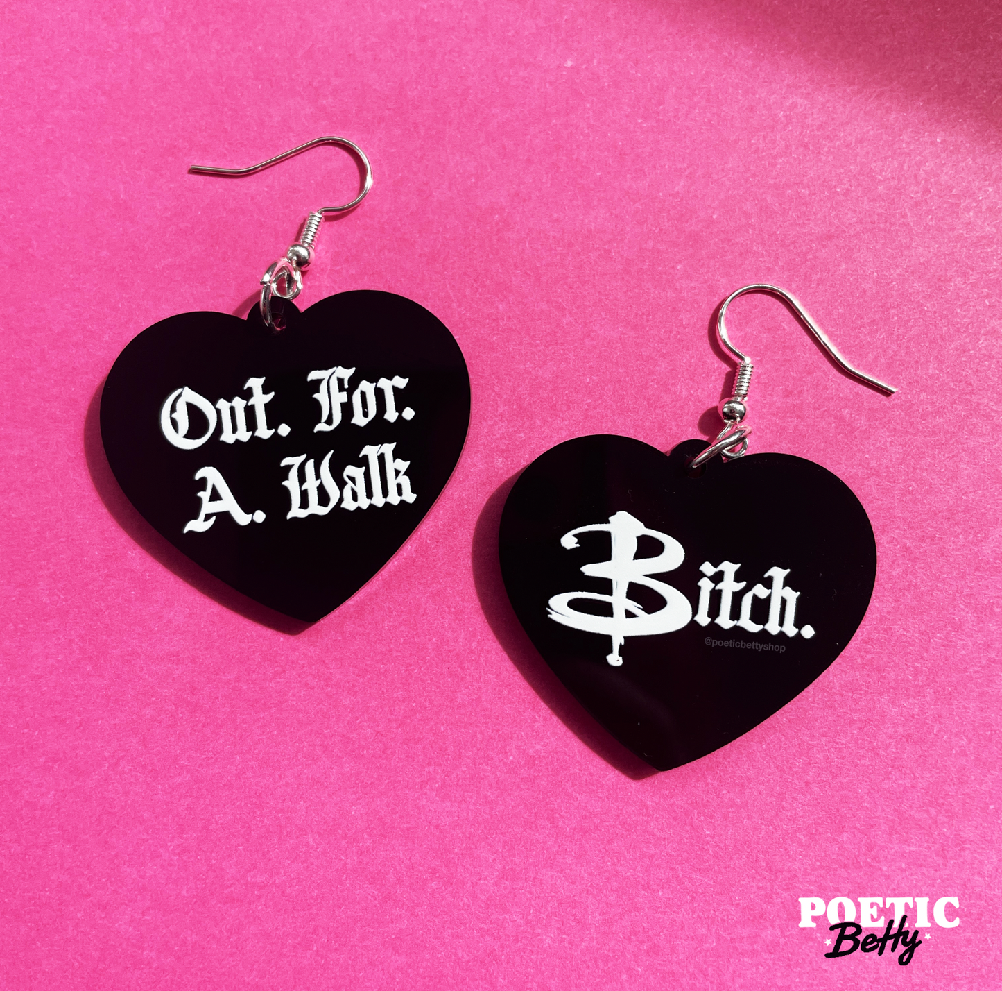 Spike Out For A Walk Buffy Inspired Acrylic Black Earrings