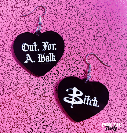 Spike Out For A Walk Buffy Inspired Acrylic Black Earrings