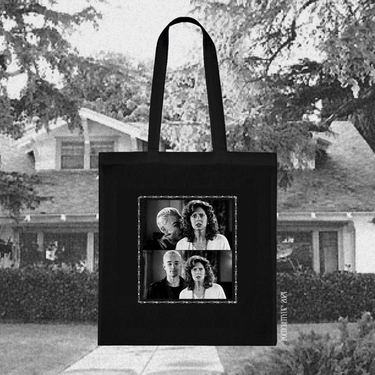 Spike and Joyce Bite Scene from Buffy Inspired Black Tote Bag