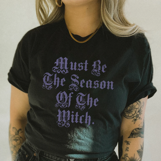 Must Be The Season of The Witch Gothic Purple Crew Neck Adult T-Shirt