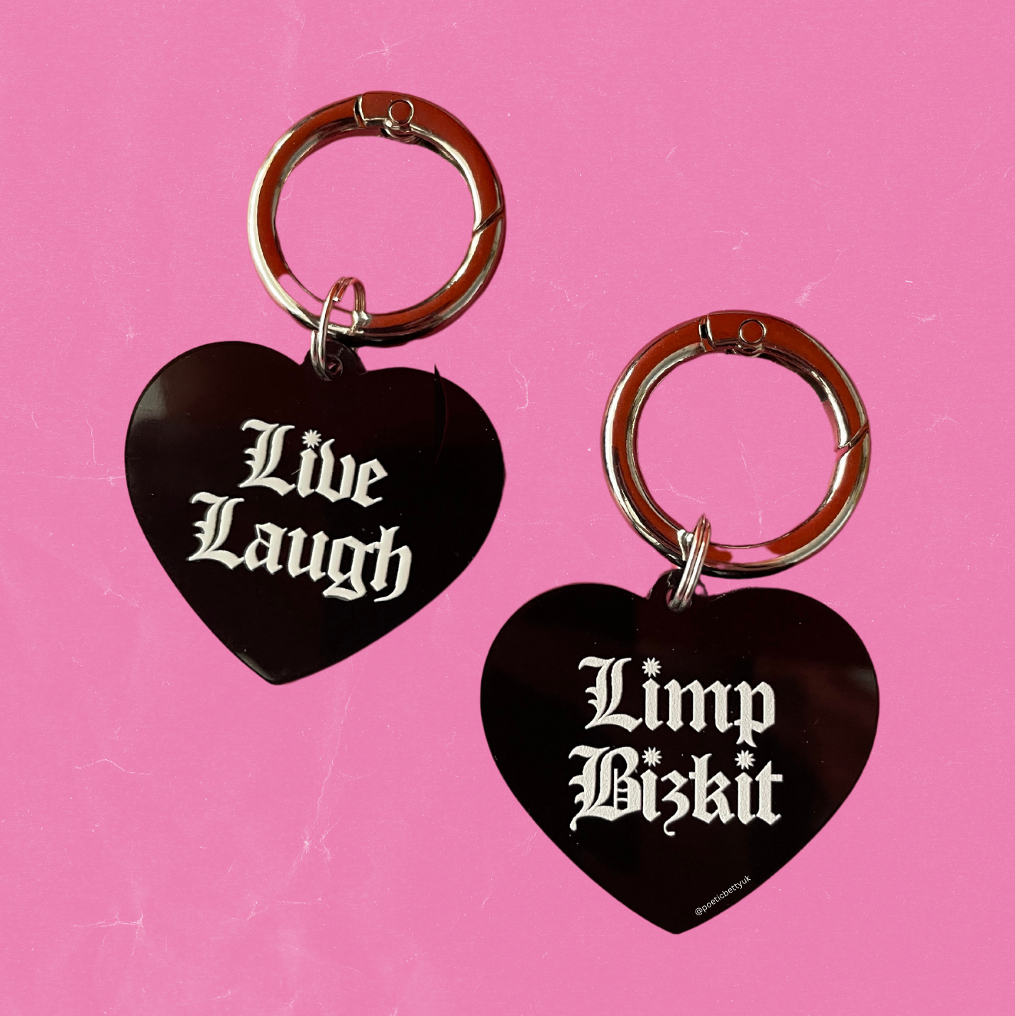 Live Laugh Limp Bizkit Inspired Boot Charms Black Gloss Acrylic