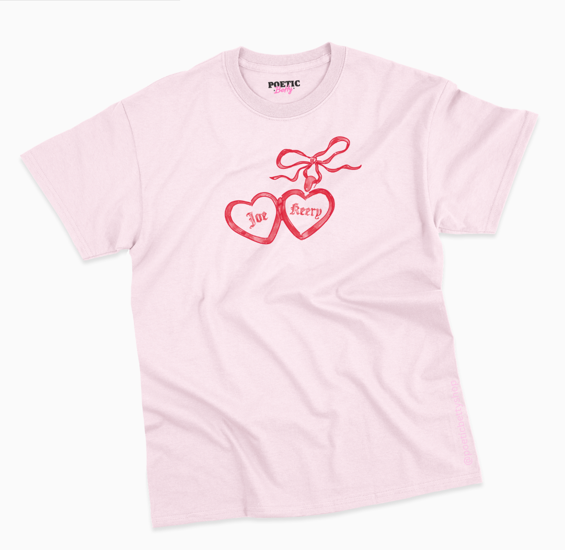 Joe Keery Love Heart Locket T-Shirt 100% Cotton Soft Pink White Black