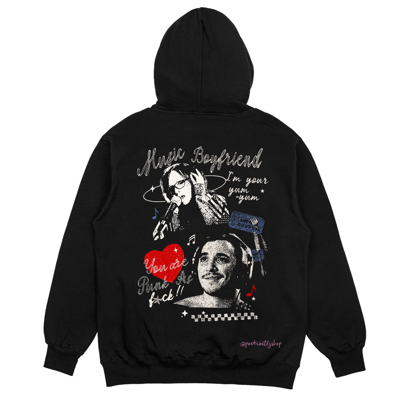 DIA Punk As F! Music Boyfriend Printed Black Hoodie